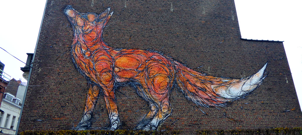 Street art Dzia Fox en Bruselas
