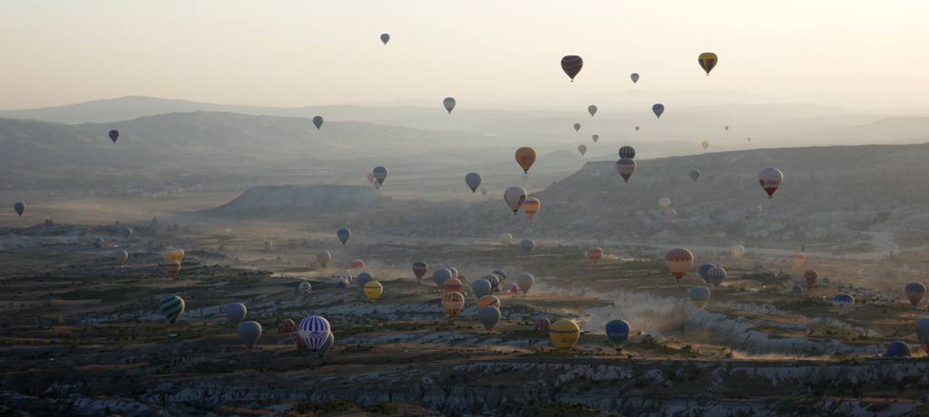 VIstas en globo Cappadocia, Turquía